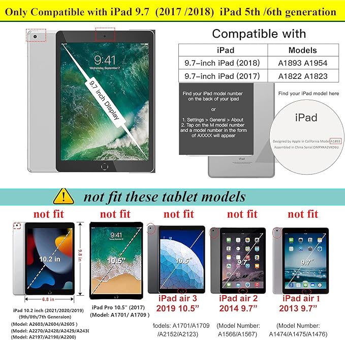 for iPad 9.7 inch Clear Case 2018/2017,iPad 6th/5th Generation Cover with Pencil Holder & Kickstand Anti-Slip Soft TPU Back Shockproof [Corner Protection] Ultra Thin Transparent Shell, Clear
