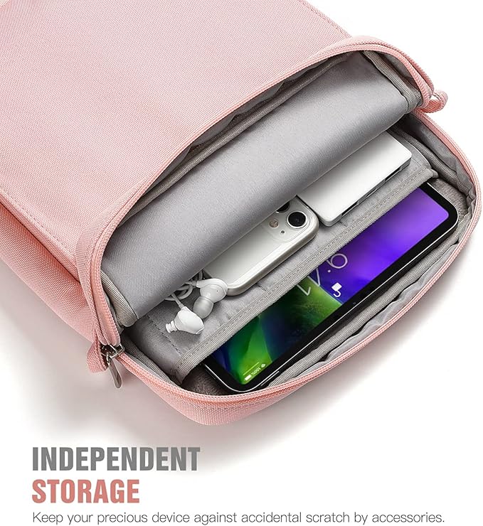 TiMOVO 9-11 Inch Tablet Sleeve Bag with Shoulder Strap for iPad 11-inch A16 2025, iPad 10th Gen. 10.9"/10.2", Galaxy Tab A9+/A11Plus 11", Pink