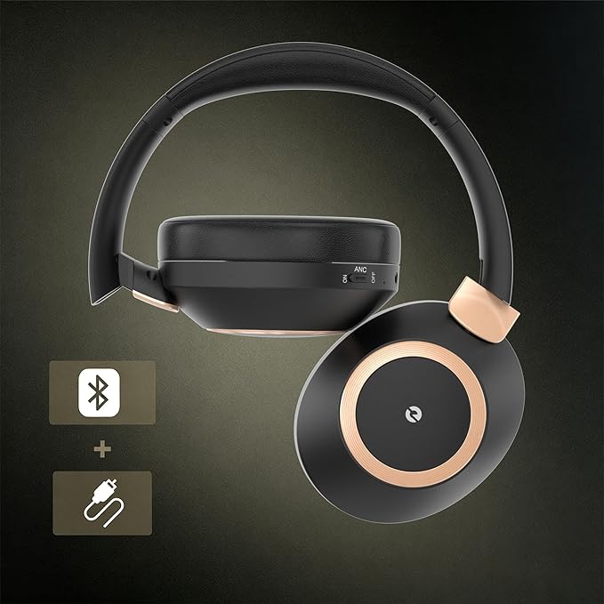 Active Noise Cancelling Headphones, 100H Playtime Headphones Wireless Bluetooth, Bluetooth Headphone with Mic, Over Ear Wireless Headphone with Deep Bass,Fast Charging for Travel