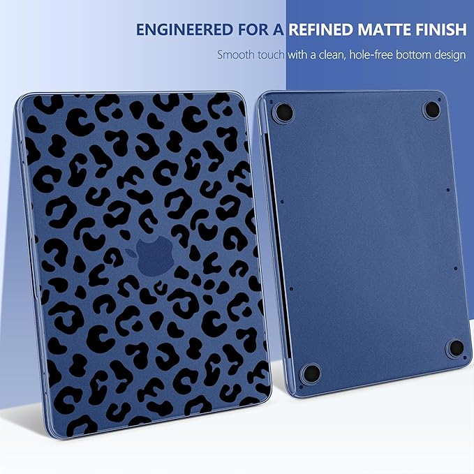 DONGKE for MacBook Neo 13 inch Case 2026 (Model A3404), Artistic Leopard Pattern Ultra Slim Frosted Matte Hard Shell, Anti-Scratch & Fingerprint Resistant Cover, Leopard Indigo