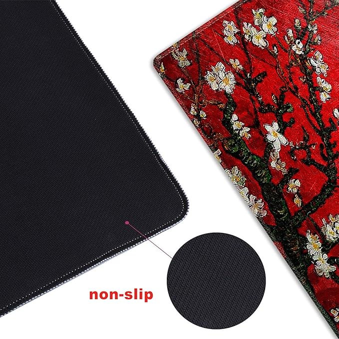 Extended Gaming Mouse Pad XXL ArtSo Large Keyboard Mat Long Mousepad Desk Decor Writing Pad Non Slip Rubber Base Stitched Edges for Work, Game, Office, Home, 35.1" x 15.7", Red Painting