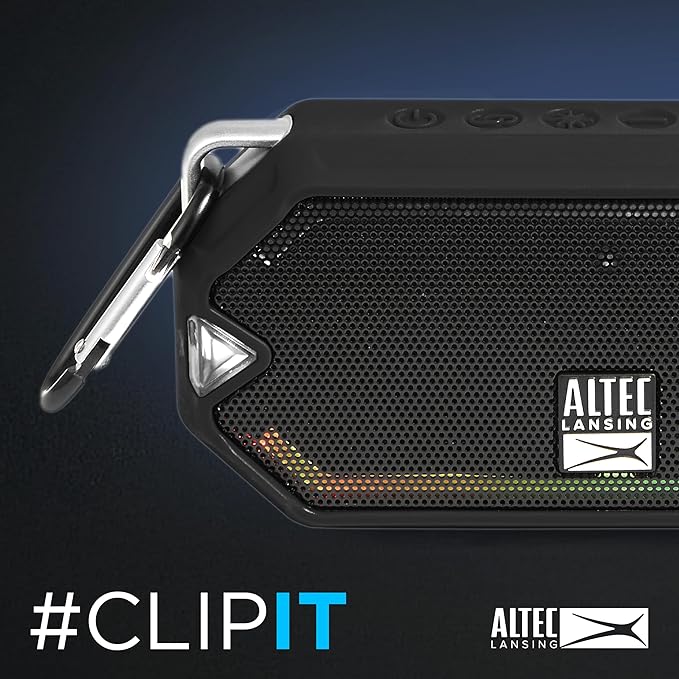 Altec Lansing - HydraMini Wireless Bluetooth Speaker, IP67 Waterproof USB C Rechargeable Battery with 6 Hours Playtime, Compact, Shockproof, Snowproof, Everything Proof (Black)