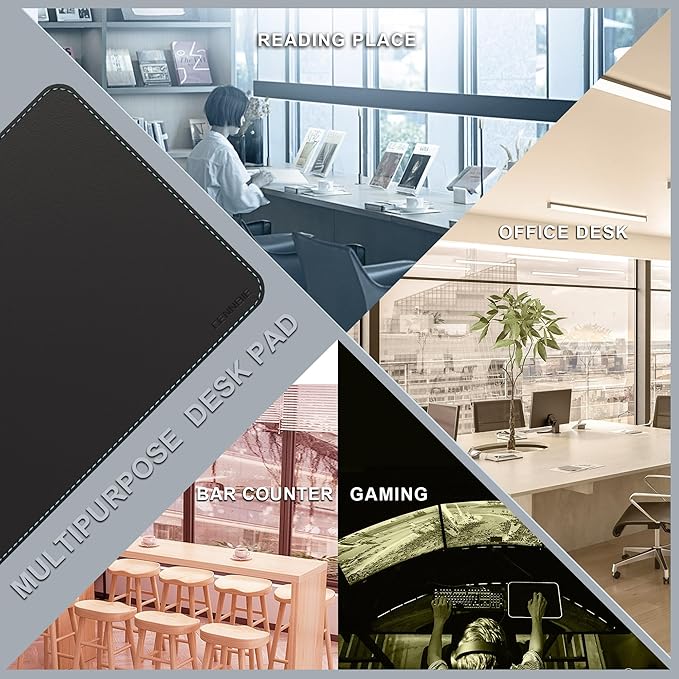 CENNBIE Leather Desk Mat - 31.4" x 19.6" Extra Large Desk Pad Protector for Office, Computer Desk, Oversized Mouse Pad, Black