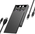 Dual M.2 NVMe SSD Enclosure, ICY BOX 20Gbps NVMe Enclosure, USB C to M2 Adapter for M Key PCIe 2230/2242/2260/2280 M.2 SSDs, Dual Bay Tool-Free Installation Aluminum SSDs Reader