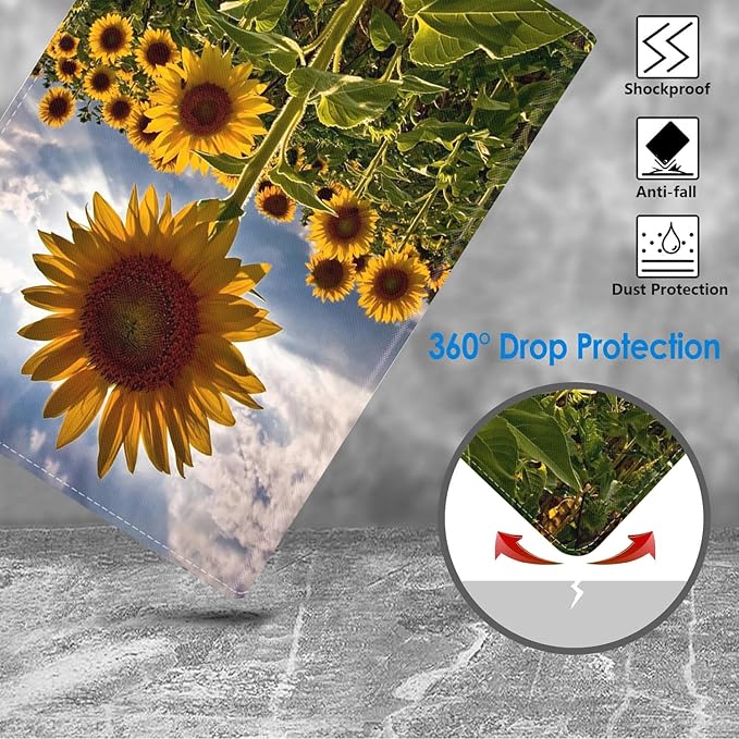 WEUIUJKILO Case for iPad (A16) 11th Generation 11 Inch 2025, iPad 10th Generation 10.9 Inch 2022, Slim PU Leather Folding Stand Smart Cover with Auto Sleep/Wake, Sunflowers