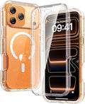 Diaclara Magnetic Designed for iPhone 17 Pro Case Full Body Bumper,[Compatible with MagSafe] Military Drop Proof Cover with Built-in Touch Sensitive Anti-Scratch Screen Protector, Clear Glitter