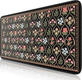 iCasso Floral Desk Pad Mat, Large Mouse Pad, Desk Matt for Desktop, Anti-Slip XXL Big Mousepad with Stitched Edges for Computer Keyboard (Black Moroccan)
