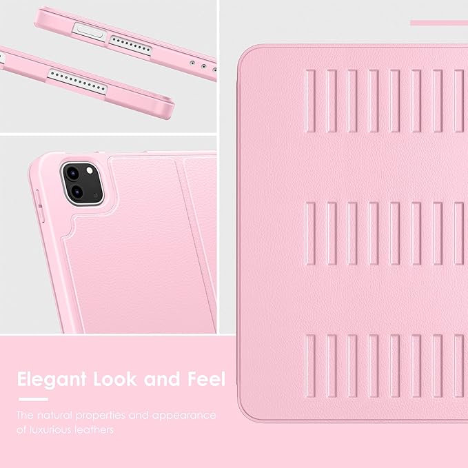 VIKESI Case for iPad Pro 12.9 6th / 5th / 4th / 3rd Generation Case 2022/2021/2020/2018,Multiple Angles Magnetic Stand Cover,Shockproof Soft Back,Pencil Holder,and Auto Sleep/Wake,Pink
