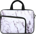 14 15 15.4 15.6 inch Laptop Handle Bag Computer Protect Case Pouch Holder Notebook Sleeve Neoprene Cover Soft Carrying Case with Extra Pockets For Dell Lenovo HP Chromebook (White Marble)