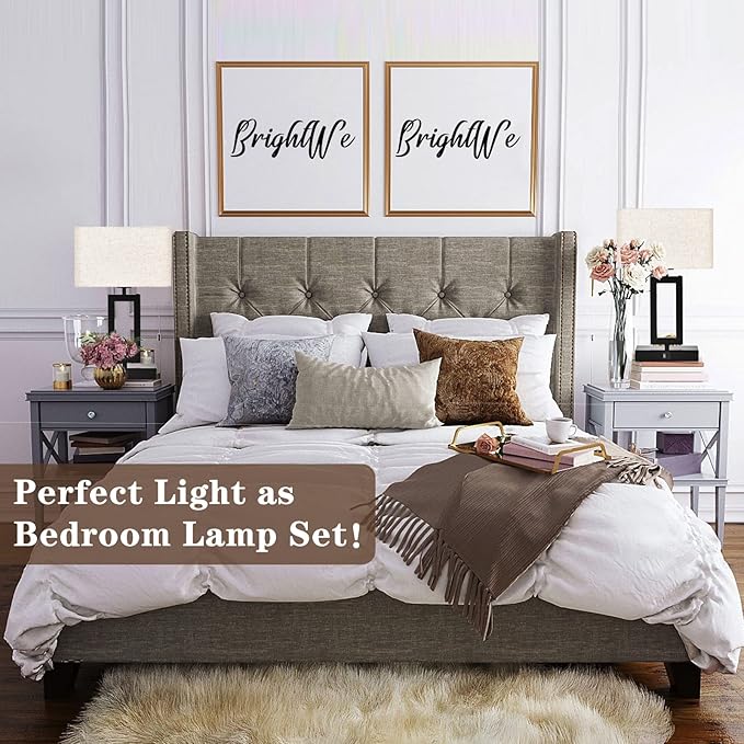 Lamps Set of 2 Touch Control Table Lamps with Dual USB, 3-Way Dimmable for Bedroom, Living Room, Office - LED Bulbs Included - Black & Cream