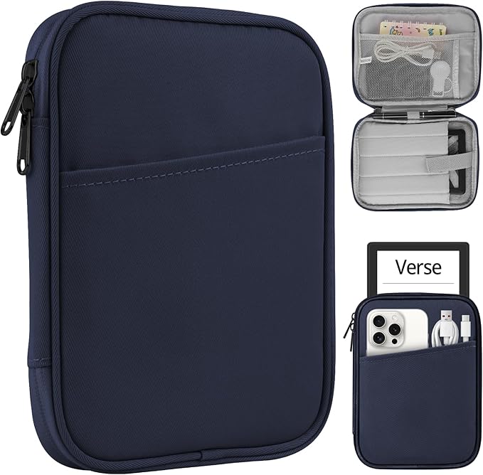HoYiXi Universal Sleeve Bag for 6",6.8",7" Kindle Paperwhite/Colorsoft 2024-2012 Compatible with 6"-6.8" All-New Kindle/Kobo/Tolino/Sony,6" EReader with Anti-Drop Protective Cover,Blue