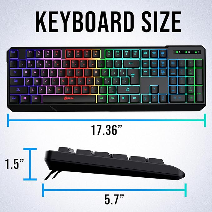 KLIM Chroma Wireless Keyboard – RGB Backlit Gaming, Rechargeable Battery, PC Keyboard, Durable & Water-Resistant, Compatible with PS4, PS5 & Mac - Black