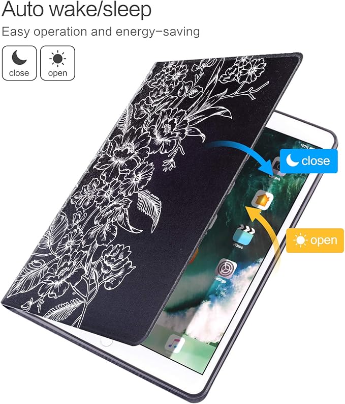 Vimorco for iPad 5th/6th Generation 9.7-inch 2017/2018, for iPad Air 1/2 Case 2013/2014, Black White Floral