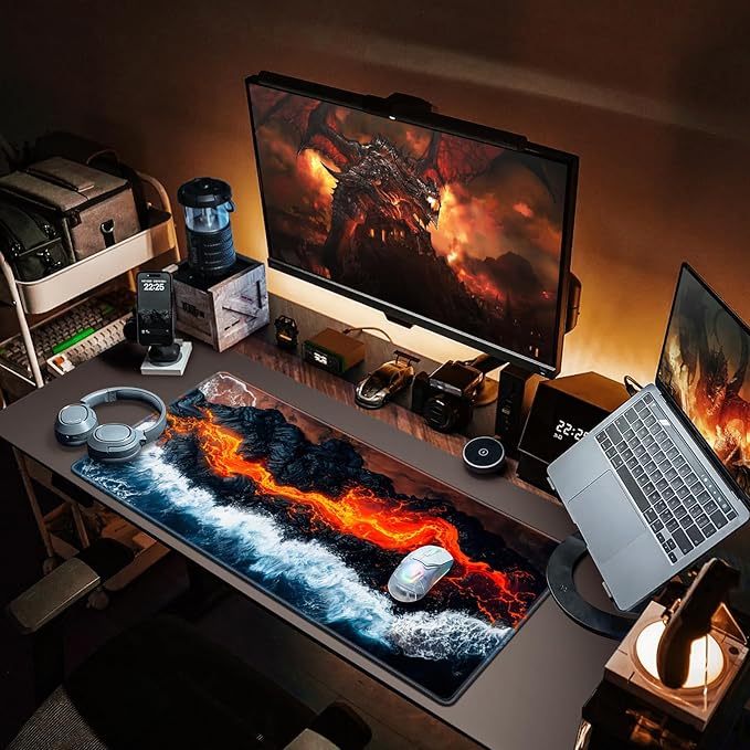 Canjoy Gaming Mouse Pad, 31.5x15.7inch Large Extended Mousepad Big Computer Desk Mat for Keyboard and Mouse Full Desk Mouse Mat with Non-Slip & Rubber Base
