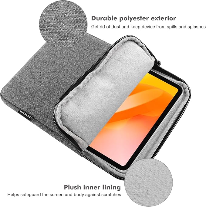 MoKo 13 Inch Tablet Sleeve Fits New 13inch iPad Air M4 2026, iPad Pro M5/M4/Air M3/M2 13", iPadPro 12.9", Galaxy Tab S8+/S9+ 12.4", Polyester Bag Fit with Apple Pencil or Smart Keyboard, Light Gray