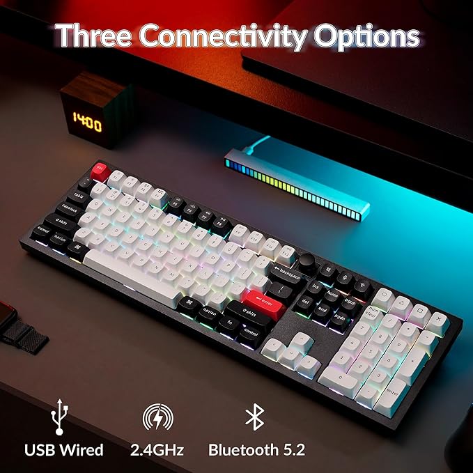 Keychron Q6 HE Wireless Custom Magnetic 100% Full Keyboard, 2.4 GHz/Bluetooth/Wired QMK Aluminum Rapid Trigger Hot-Swappable Programmable Gateron Double-Rail Magnetic Switches for Mac Windows Linux