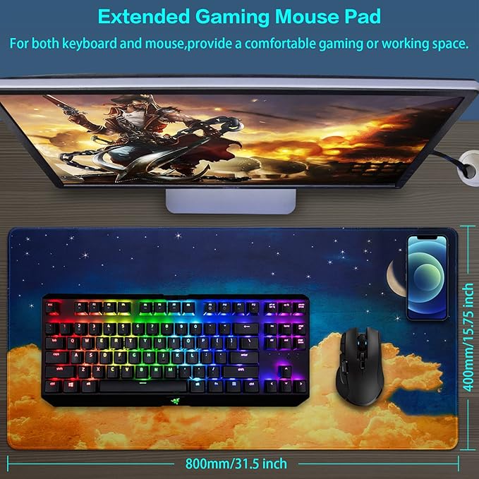 Canjoy Gaming Mouse Pad, Large Extended Mouse Pad Big Computer Mousepad for Home Office Gaming Work 31.5x15.7inch