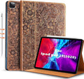Gexmil Genuine Leather Case for iPad pro 11 Inch 2022/2021 4th/3rd Gen, iPad Pro 11 2020/2018 Cover 2nd/1st Gen. Cover,Real Leather Cowhide Shockproof,Floral Pattern