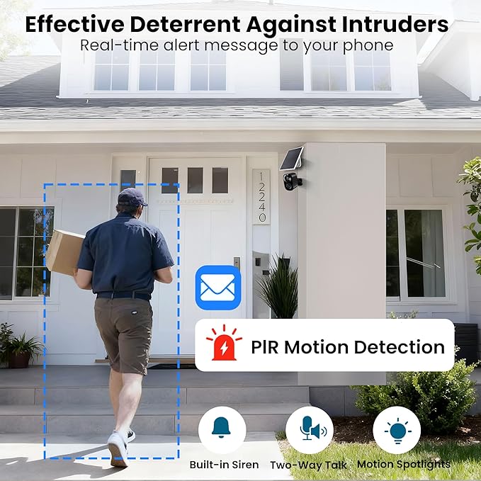 realhide 2K Wireless Outdoor Security Camera with 64GB SD Card, 6-Month Battery, Dual-Band 2.4/5GHz WiFi, Full-Color Night Vision, IP66 Weatherproof, Motion Alerts, 2-Way Talk for Home Security