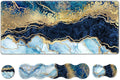 Upgraded Extended Gaming Mouse Pad, Keyboard Wrist Rest Pad, Wrist Support Mousepad Set, Artso Large Stable Rubber Base Stitched Edges, Multifunctional Desk Pad (35 x15.5 in), Blue Marble