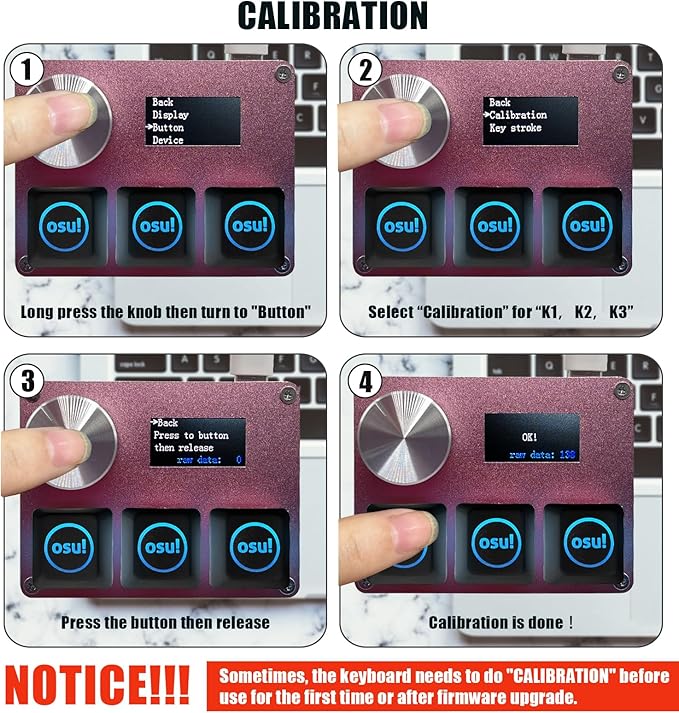 BTXETUEL SayoDevice O3C OSU Keyboard Rapid Trigger Hall Switches Magnetic Linear Switches Keyboard with Knob and Screen,Copy Paste,Shotcut,Macro Hotswap Mini Keypad.… (with OSU keycaps-Pink)