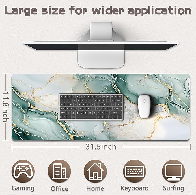 Gaming Mouse Pad - (31.5"×11.8") Marble Large Mouse Pads for Desk - Desk Mat for Keyboard and Mouse with Non-Slip Base, Desks Pad Matfor Game/Office & Home