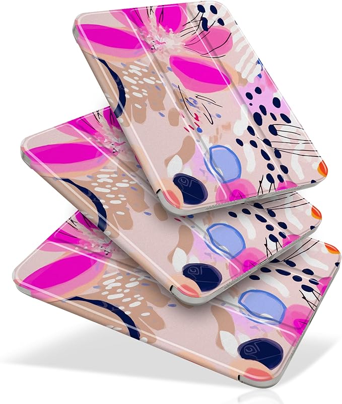 DONGKE for iPad mini 7 (A17 Pro) 2024 & iPad mini 6 2021 8.3 Inch, Slim Foldable Stand Hard PC Translucent Back Shell Smart Cover for iPad mini 7th/6th Generation [Auto Wake/Sleep] - Floral Artistic