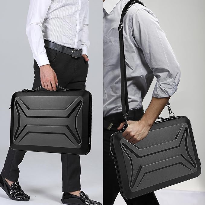 DOMISO 15.6-16 Inch Laptop Hard Case with Strap, Waterproof Shockproof Hard Shell Laptop Sleeve for Macbook Pro/Lenovo IdeaPad/HP ENVY/Dell XPS, Black