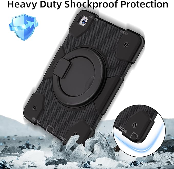 Andnary Case for Samsung Galaxy Tab A11+ Plus/A9+ 11 Inch 2025/2023, Tablet Case for Samsung Galaxy A9 Plus/A11+ with Screen Protector/360° Rotating Stand/Pen Holder/Shoulder Strap (Black)