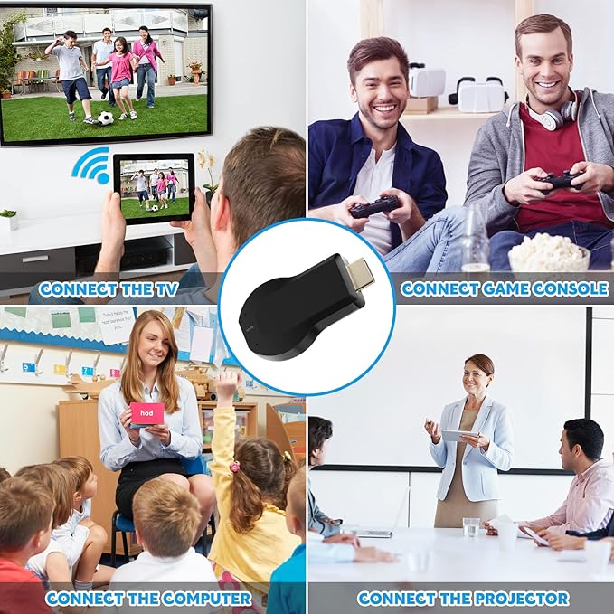 HDMI Wireless Display Dongle Adapter - WiFi 4K&1080P Portable Transmitter, Streaming Media Video/Audio/File from Smartphone, Laptop to HDTV/Monitor/Projector Support Windows