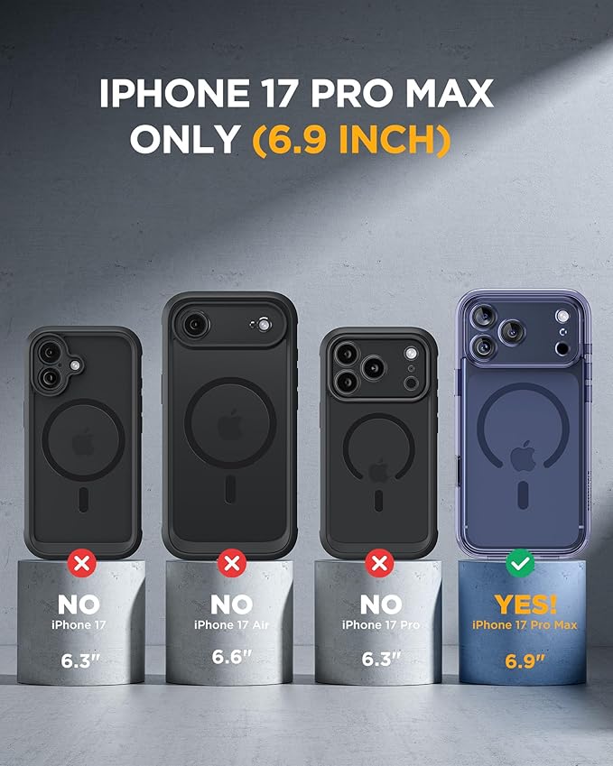 Miracase for iPhone 17 Pro Max Case 6.9" Full-Body Phone Case with Built-in Glass Screen Protector& Full Camera Protector,[Magnetic with MagSafe] Drop Proof 17 ProMax Cover, Clear Blue