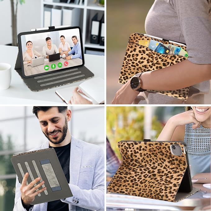 Lokigo for iPad Air 13 Inch Case M3/M2 (2025/2024) Leopard iPad Pro 12.9 Case (6th/5th Gen 2022/2021), Support Touch ID & Pencil Pro/2nd/USB-C, Brown