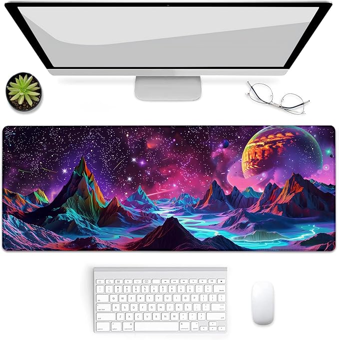 Gaming Mouse Pad, Galaxy Mountain-Themed Mouse Pad, Desk Mat, Non-Slip Rubber Base MousePads for Computers Laptop Office School Home Accessories Decor 31.5" x 11.8"