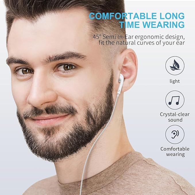 [2 Pack] WEIZY Aux Earbuds/Earphones, Vize 3.5mm Wired Headphones Noise Isolating Earphones Volume Control & Built-in Microphone Compatible with iPhone/Samsung/Android/MP3/MP4