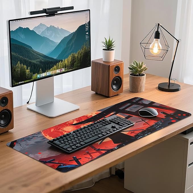 Gaming Mouse Pad - (31.5"×11.8") Japanese Samurai Large Mouse Pads for Desk - Desk Mat for Keyboard and Mouse with Non-Slip Base, Desks Pad Matfor Game/Office & Home