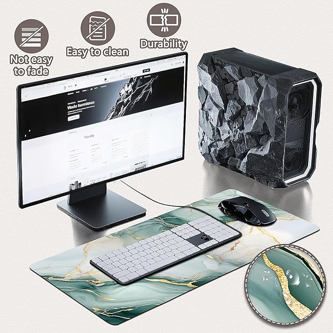 Gaming Mouse Pad - (31.5"×11.8") Marble Large Mouse Pads for Desk - Desk Mat for Keyboard and Mouse with Non-Slip Base, Desks Pad Matfor Game/Office & Home