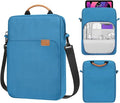 MoKo 9-11 Inch Tablet Sleeve Bag Handle Carrying Case with Shoulder Strap Fits iPad Pro/Air/A16 11 inch,iPad 10th 10.9,i-Pad 9/8/7th 10.2,iPadAir 5/4th 10.9,i-Pad 9.7,Tab S8/S9 11", Peacock Blue
