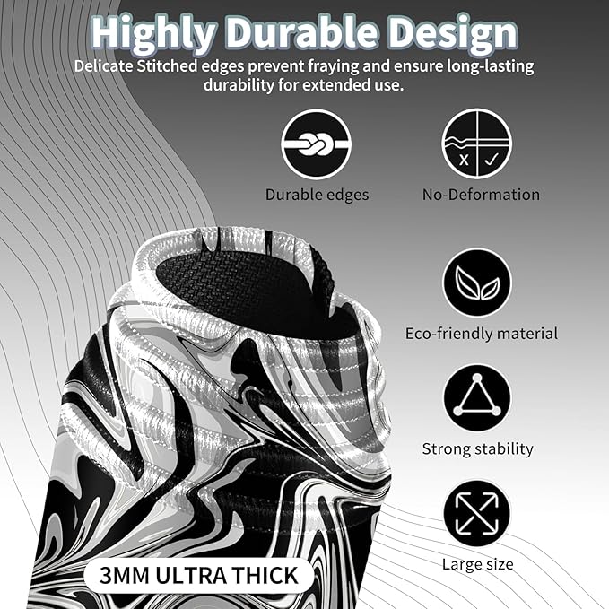 Gaming Mouse Pad, Grey Black White Big Desk Pad for Keyboard and Mouse, Extended 35.5" X 15.75" in Computer Keyboard Mouse Mat 3mm Thick XXL Rubber Mousepad for Laptop Gamer, Swirl Marble