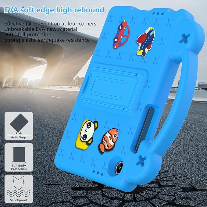 AKABEILA Compatible with Lenovo Tab One 2025 8.7 inch Tablet Case, Lightweight Shockproof Protective Case with Shoulder Strap & Stand Handle for Girl Kid Gift Sky Blue