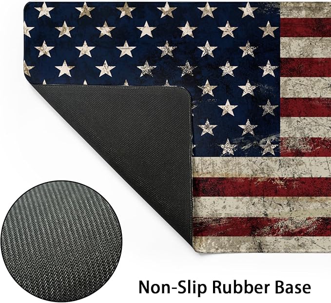 American Flag Mouse Pad Extended Large 35.4x15.7 in USA Flag Desk Mat Independence Day Large Mousepad XL Non-Slip Rubber Base Stitched Edge Gaming Mousepad PC Computer Desk Pad for Work Desktop