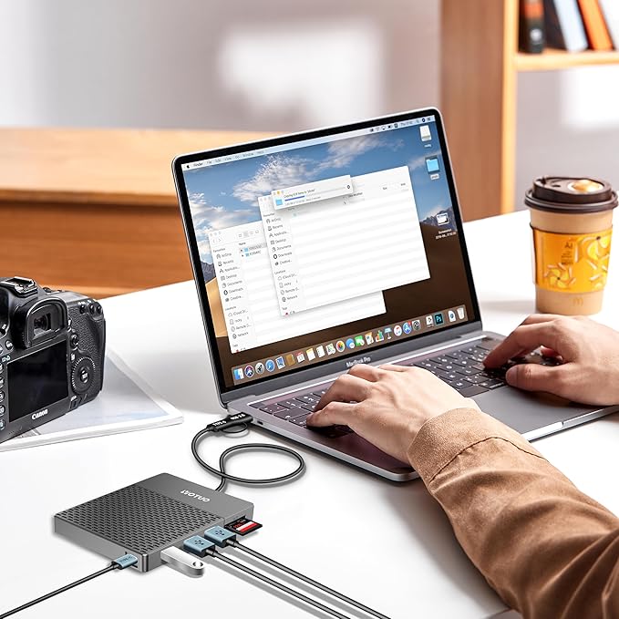 YOTUO Docking Station External Hard Drive Storage, USB-C Hub + HDD 7-in-1, USB 3.0, SD/TF Card, HDD for Windows, Mac, Android, TV, iOS (iPhone 15/16/17), Phone, Laptop, Desktop, PC (Space Black, 1TB)