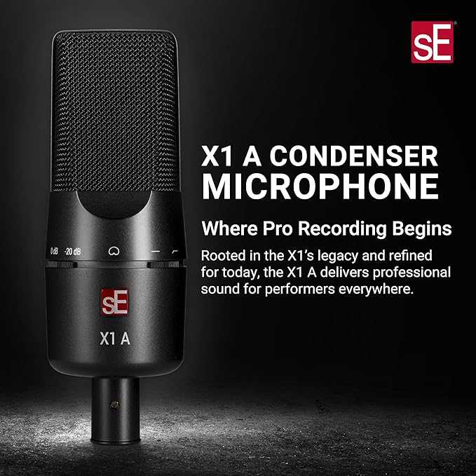 SE ELECTRONICS X1 A Large Diaphragm Condenser Microphone with 100 Hz Filter & -20 dB Pad - XLR Condenser Mic for Singing & Instruments - Professional Studio Microphone for Recording & Podcasting