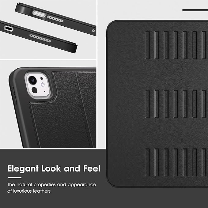 VIKESI Case for iPad Pro 11 inch (M5/M4) 2025/2024,Multiple Angles Magnetic Stand Cover,Shockproof Back,Pencil Holder,and Auto Sleep/Wake,Black