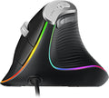 Nulea M504 Wired Vertical Mouse, USB Optical Ergonomic Mouse Wired with 4 Adjustable DPI, 11 RGB Backlight Modes, Compatible for Laptop, PC, Desktop, Mac, Black