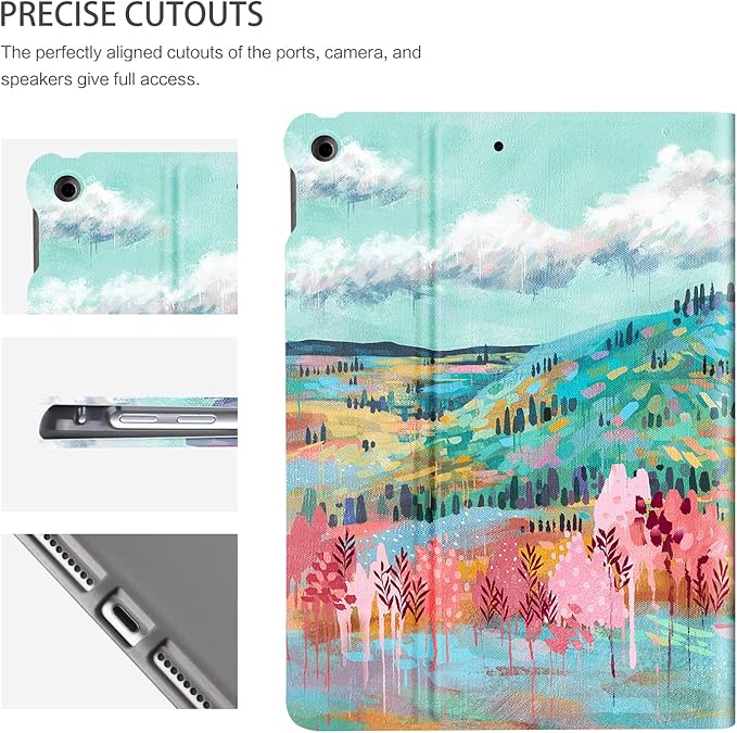 Case for iPad 9th Generation, Case for iPad 8th Generation, Case for iPad 7th Generation 10.2 Inch Case, Multi-Angle Viewing Adjustable Stand Auto Wake/Sleep,Oil Painting Scenery