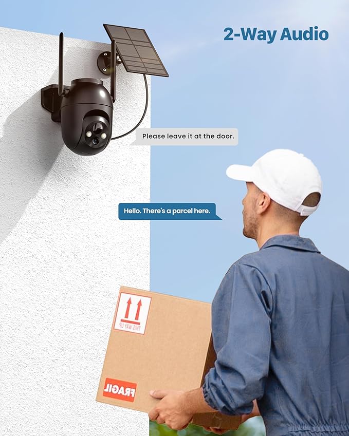 Security Cameras Wireless Outdoor Solar: 2K WiFi Camera for Home Security System - Battery Powered Cam IP66 Waterproof Motion Sensor 360° CCTV Camera- 5G Not Supported
