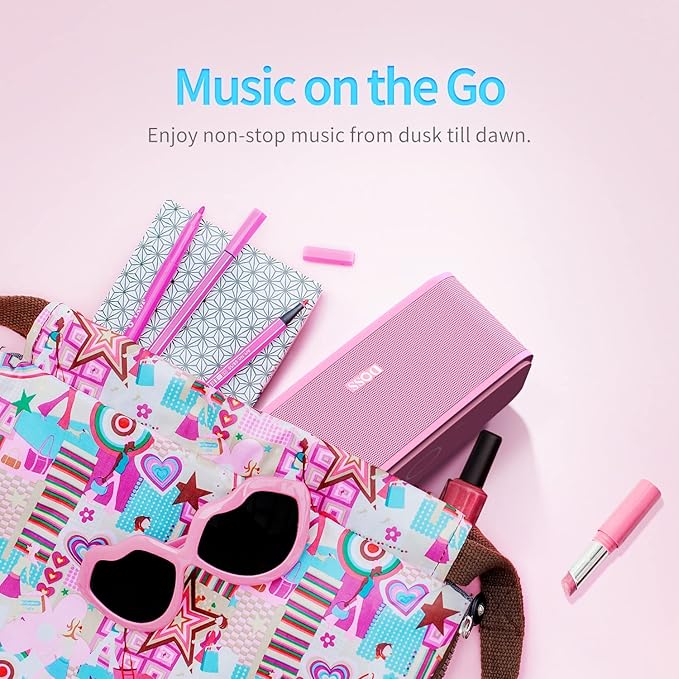 DOSS SoundBox Touch Wireless Bluetooth Speaker-12W HD Sound with Rich Bass, IPX5 Waterproof, 20H Playtime, Handsfree, for Gatherings, Home, Office, Outdoor, Travel-Pink