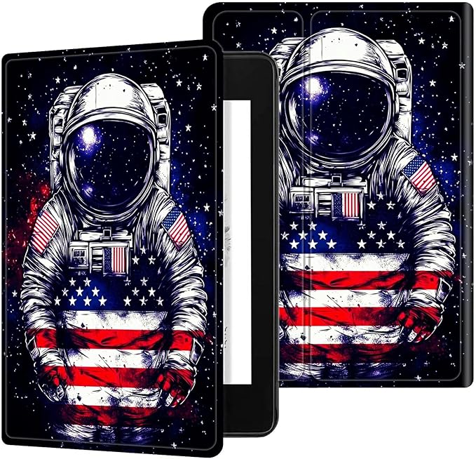 for 6" All-New Kindle Paperwhite 4 10th Generation (Model No. PQ94WIF) E-Reader Case, Slim Kickstand Stand Leather Smart Cover with Auto Wake/Sleep, National Flag Astronaut