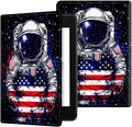 for 6.8" Kindle Paperwhite (11th Generation 2021) and Kindle Paperwhite Signature Edition Case, Slim Kickstand Stand Leather Smart Cover with Auto Wake/Sleep, National Flag Astronaut