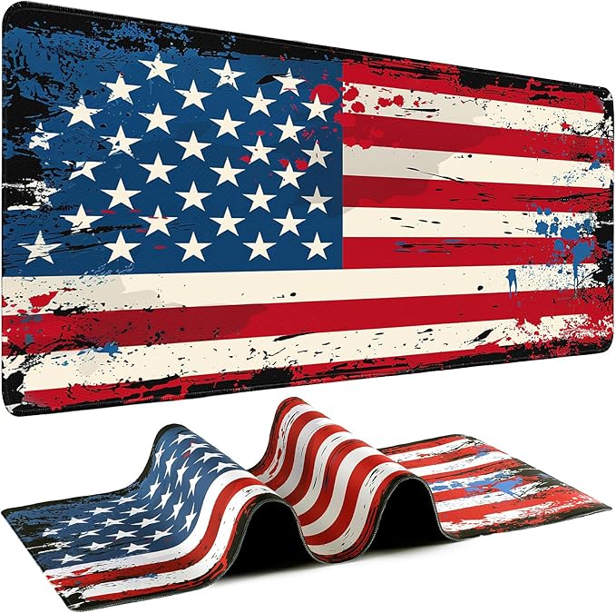 Mouse Pad Gaming - Desk Mat for Keyboard and Mouse - Large Mouse Pad for Desk, American Antique Flag Mousepad (31.5" x 11.8") with Non-Slip Base, Desks Pad Mat for Gaming, Office and Home